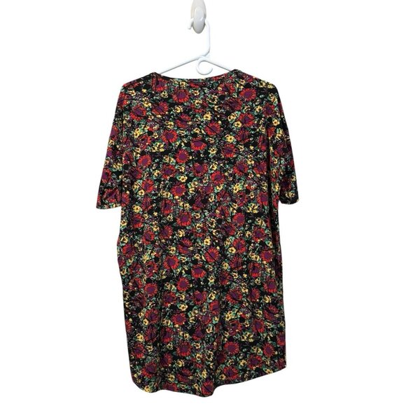 LulaRoe Irma Size XS Dark Floral Print Hi- Low Top Stretch Colorful Loungewear - Picture 2 of 10